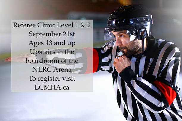 Closeup of ice hockey referee calling a goal.